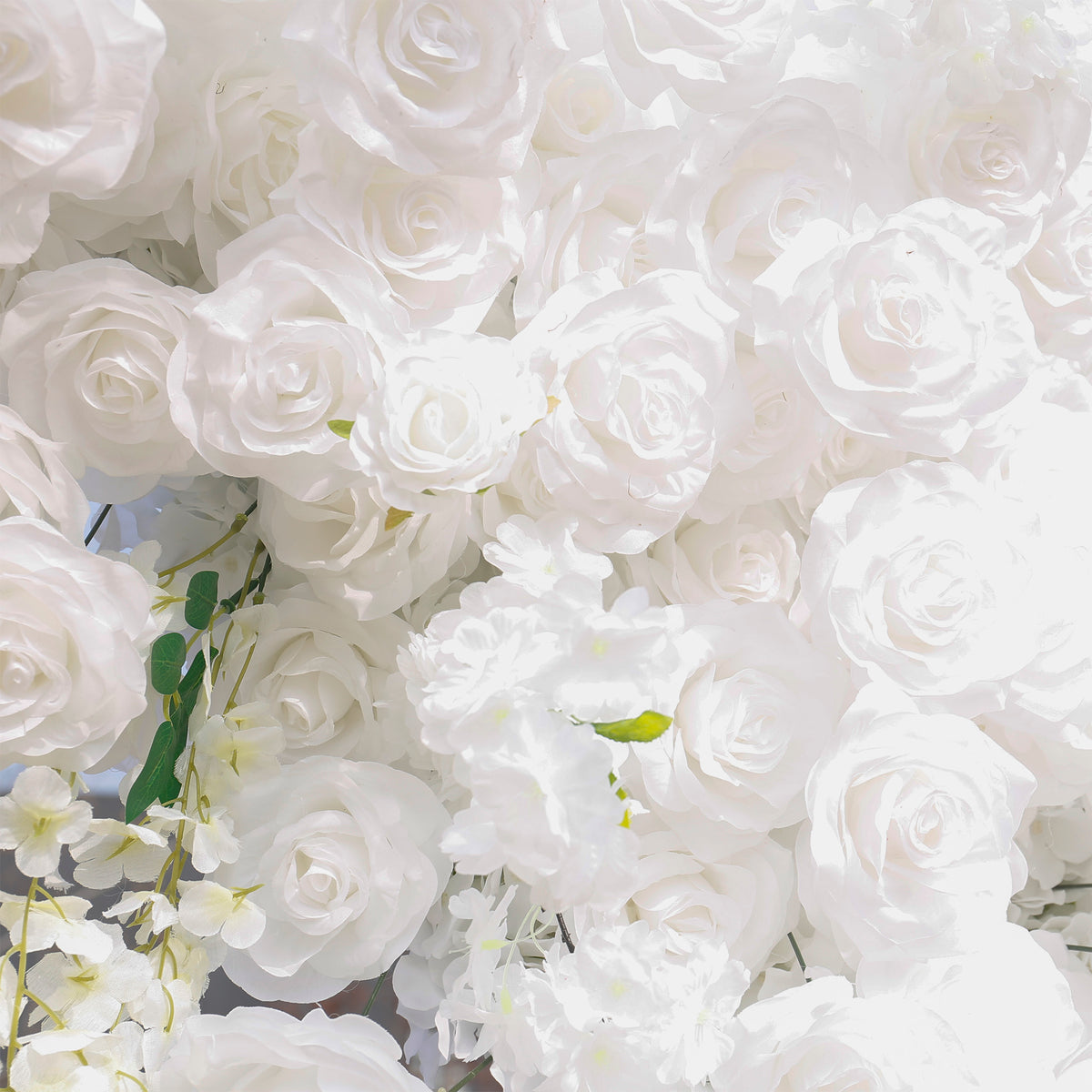 Aliflowers White Rose Fabric Floral Fabric Decoration Wedding Background Square Arch GM004