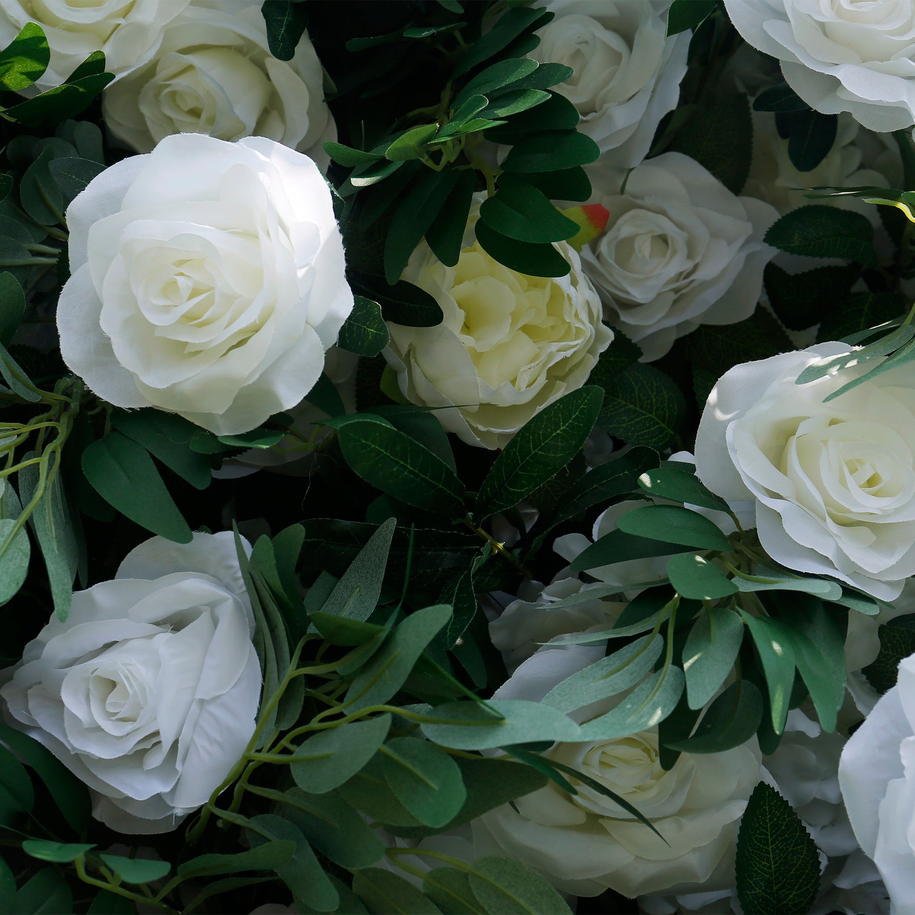 Aliflowers White Rose Green Leaf Floral Row Decor Wedding Backdrop Square Frame GM007