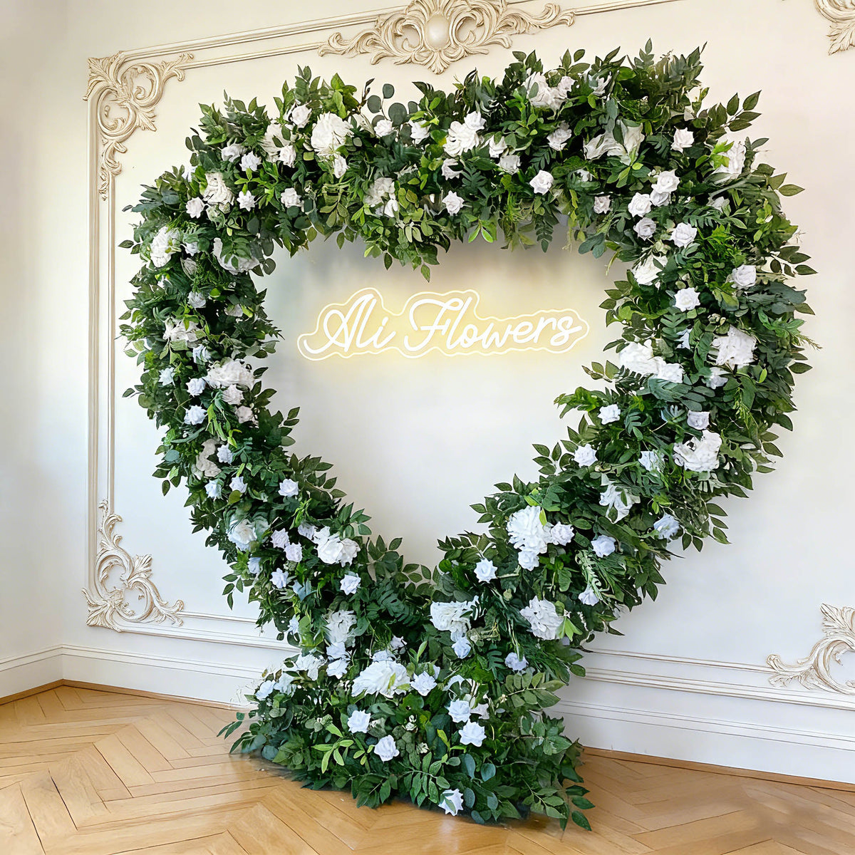 Aliflowers Forest-Themed Series Ourdoor Artificial  Green Willow Leaves Floral Wedding backdrop Heart Arch ALFAH007 - Ali Flowers