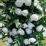 Aliflowers White Rose Green Leaf Floral Row Decor Wedding Backdrop Square Frame GM007