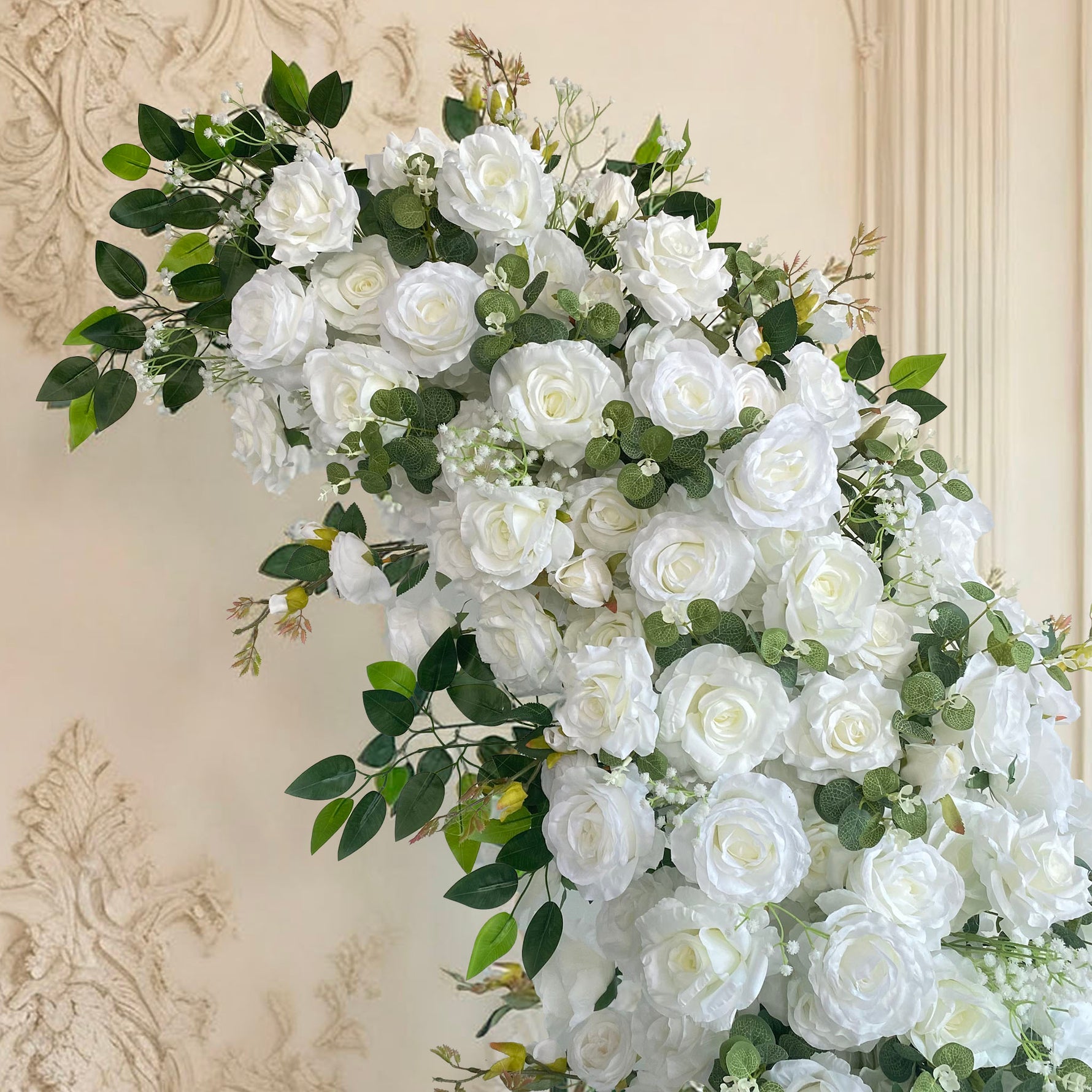 Aliflowers Luxury White Rose Wedding Arch Set for Ceremony Decoration
