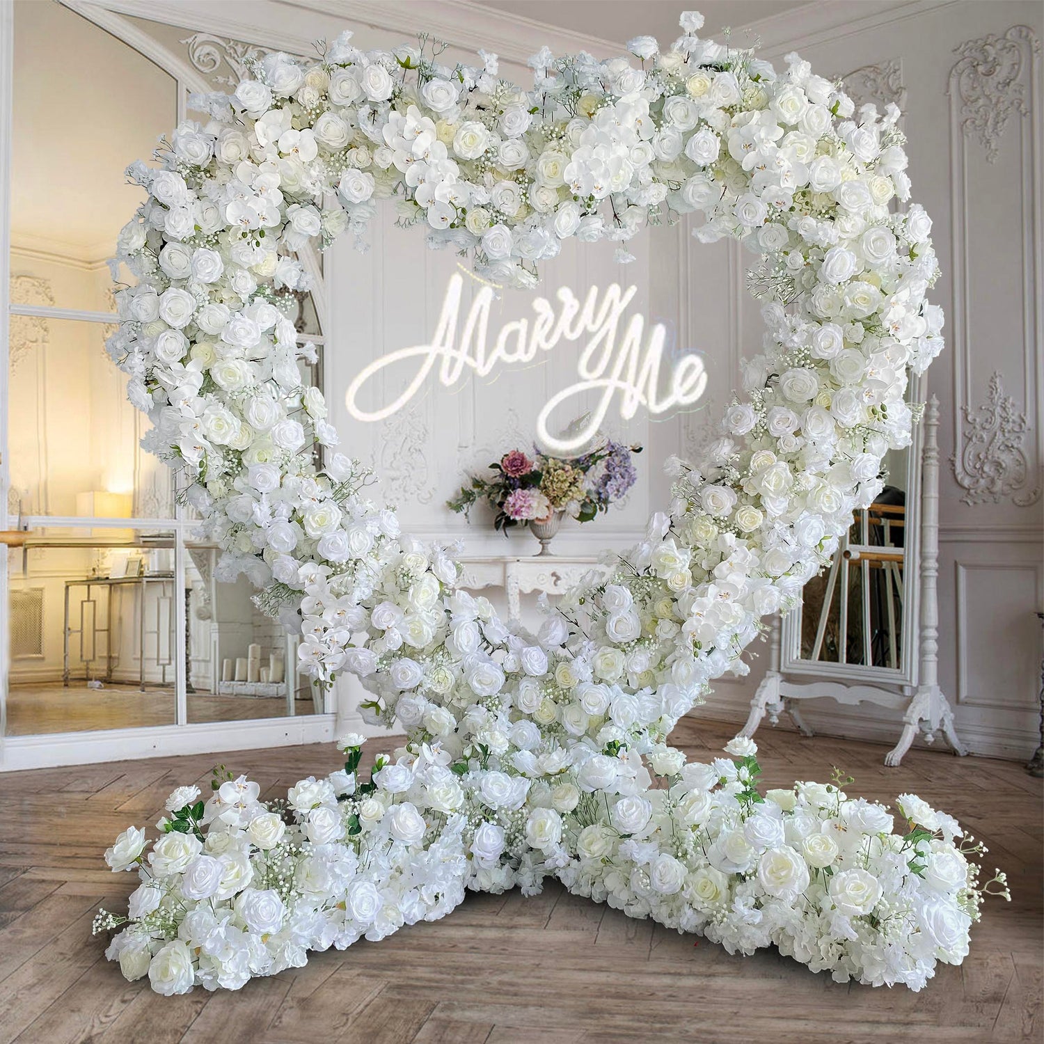 Aliflowers 5D White Rose with Phalaenopsis Orchid Dancing flowers For Wedding Backdrop Arch Frame ALFAH005