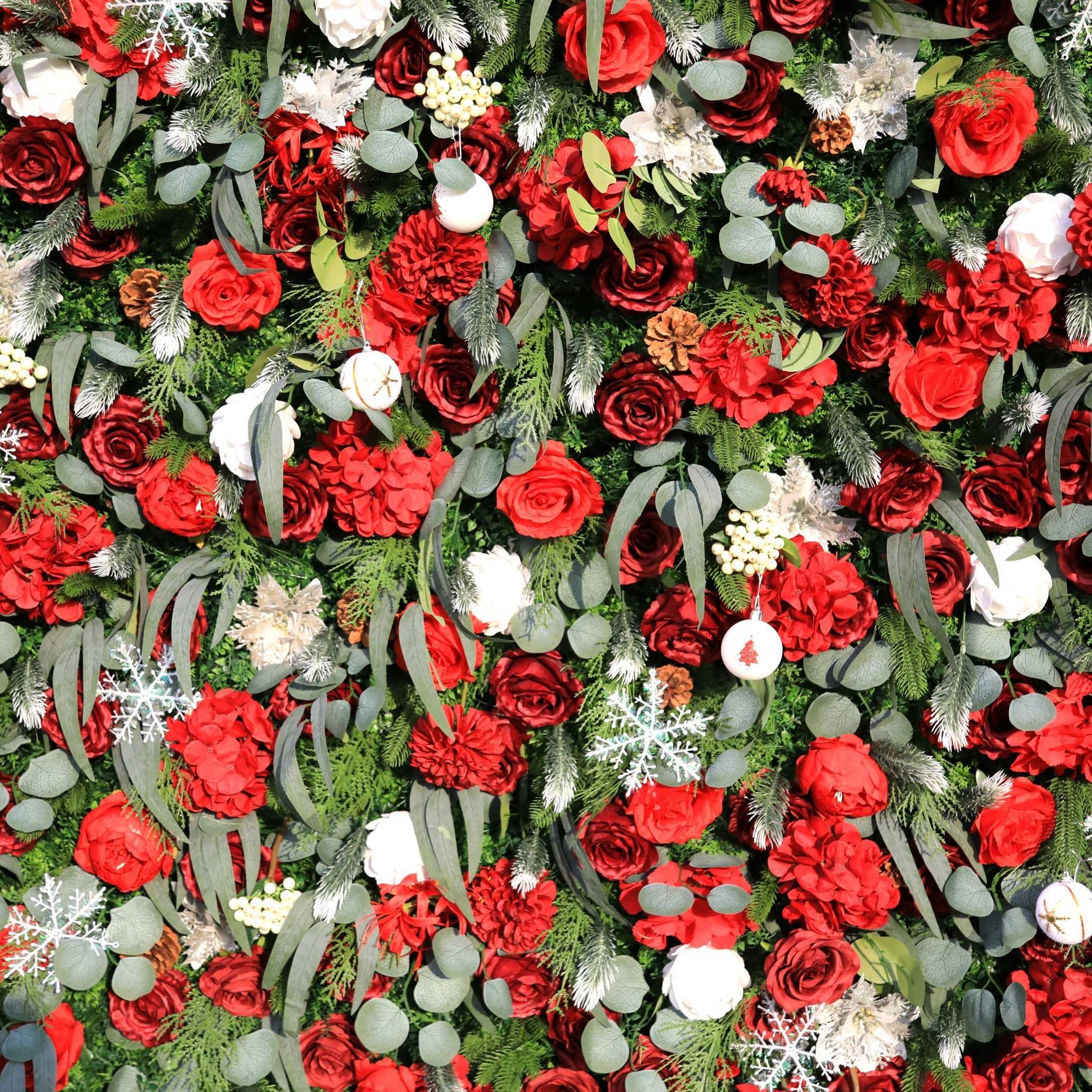 Aliflower Christmas Artificial Flower Wall Snow Rolling up Fabric Curtain Backdrop Decoration without Stand MCFL23003 - Ali Flowers