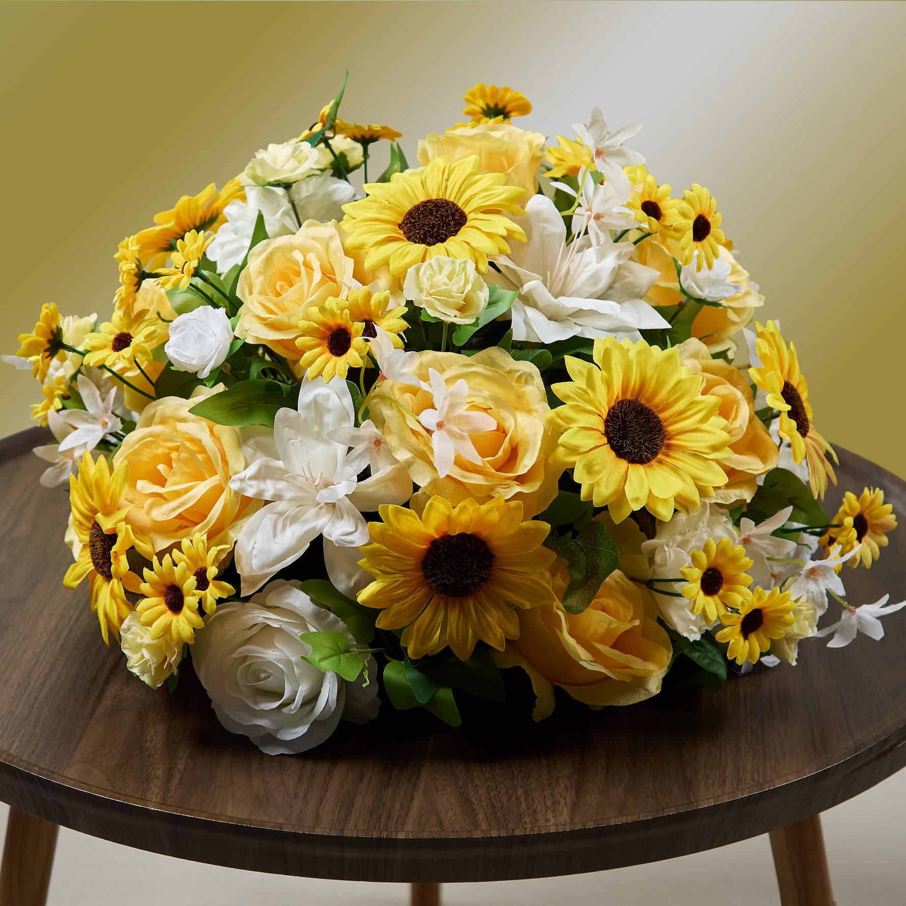 Yellow sunflower artificial silk flower ball table decoration